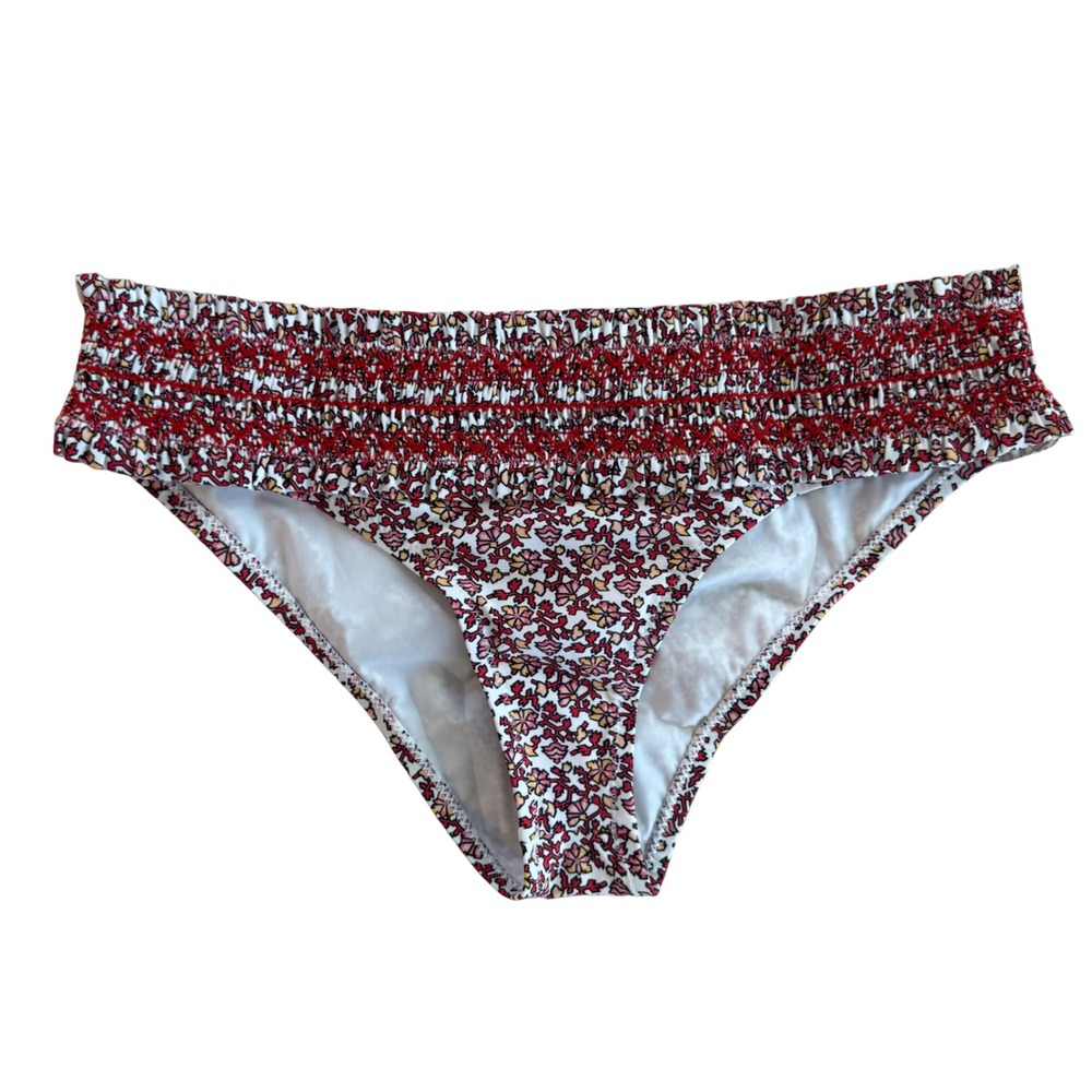 Tory Burch Costa Printed Hipster Bikini Bottom Wild Pansy Mini Red Floral XS NEW